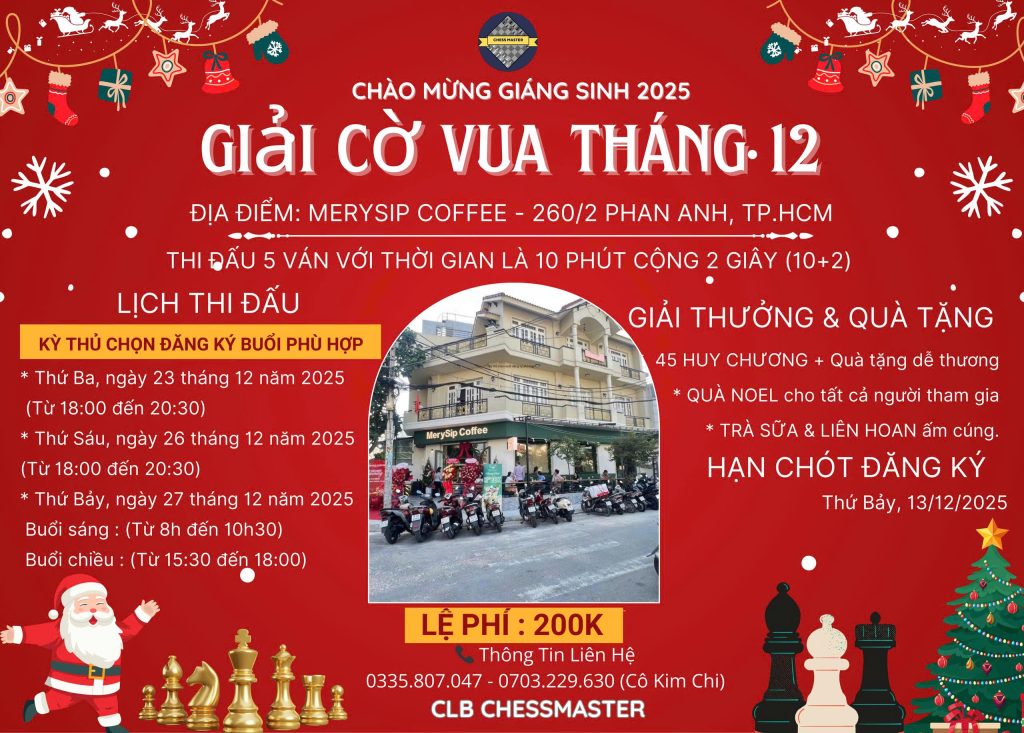 Giải Cờ Vua Tháng 12 – Chào Mừng Giáng Sinh 2025